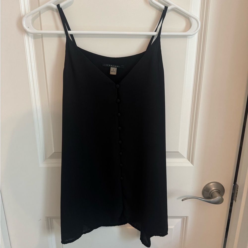 T Tahari Black Button-Front Camisole